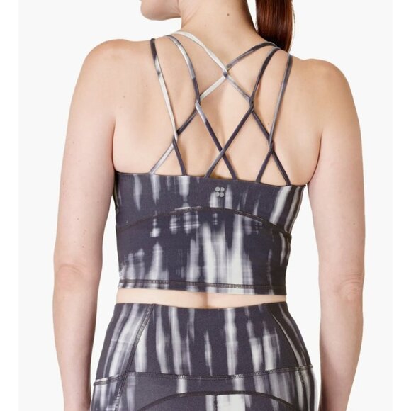Sweaty Betty Super Soft Strappy Crop Workout Tank XS Grey White NWT - Picture 3 of 11